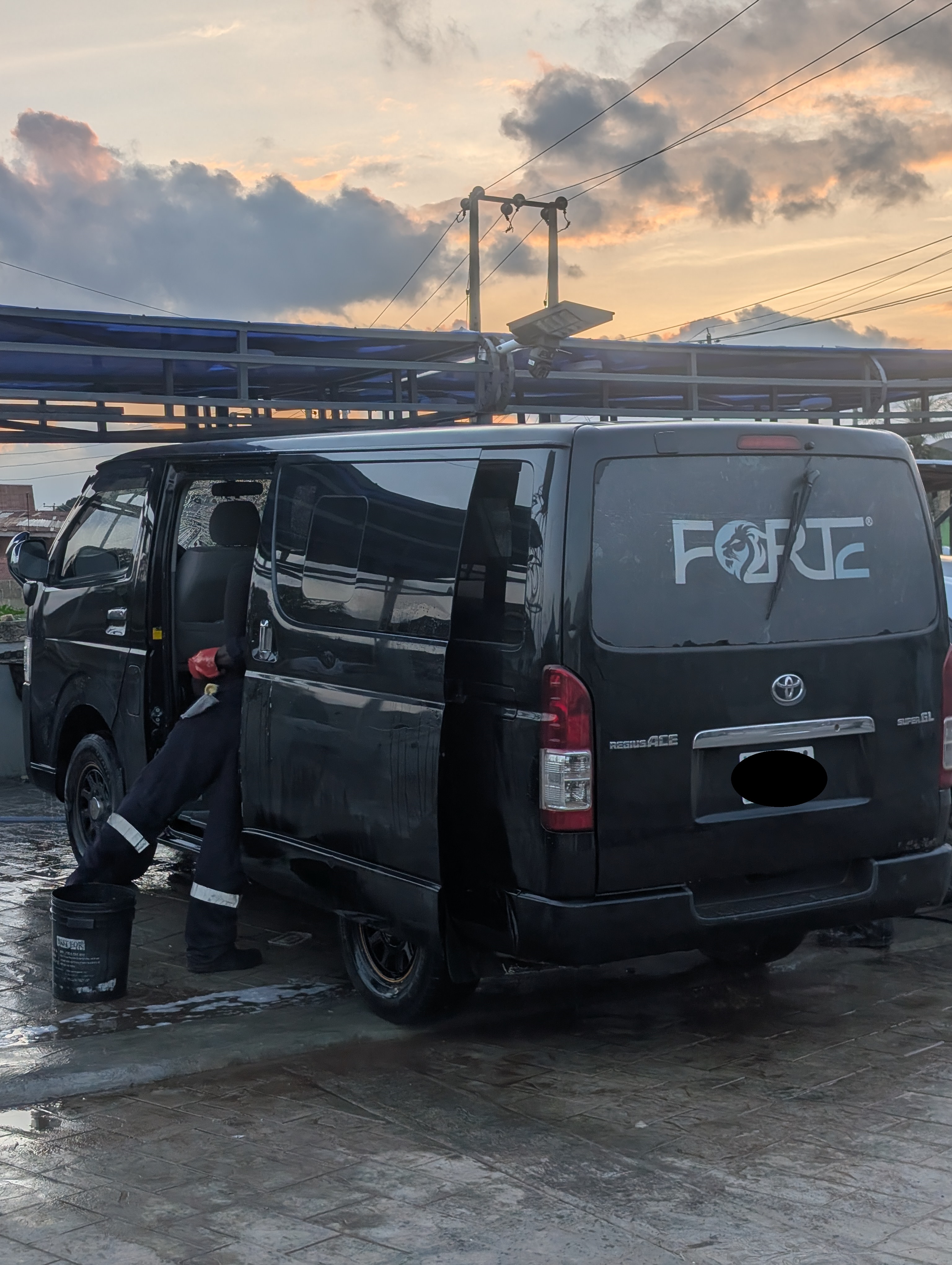 Illustration of a modern bus on the road, representing Fortelion's transportation services